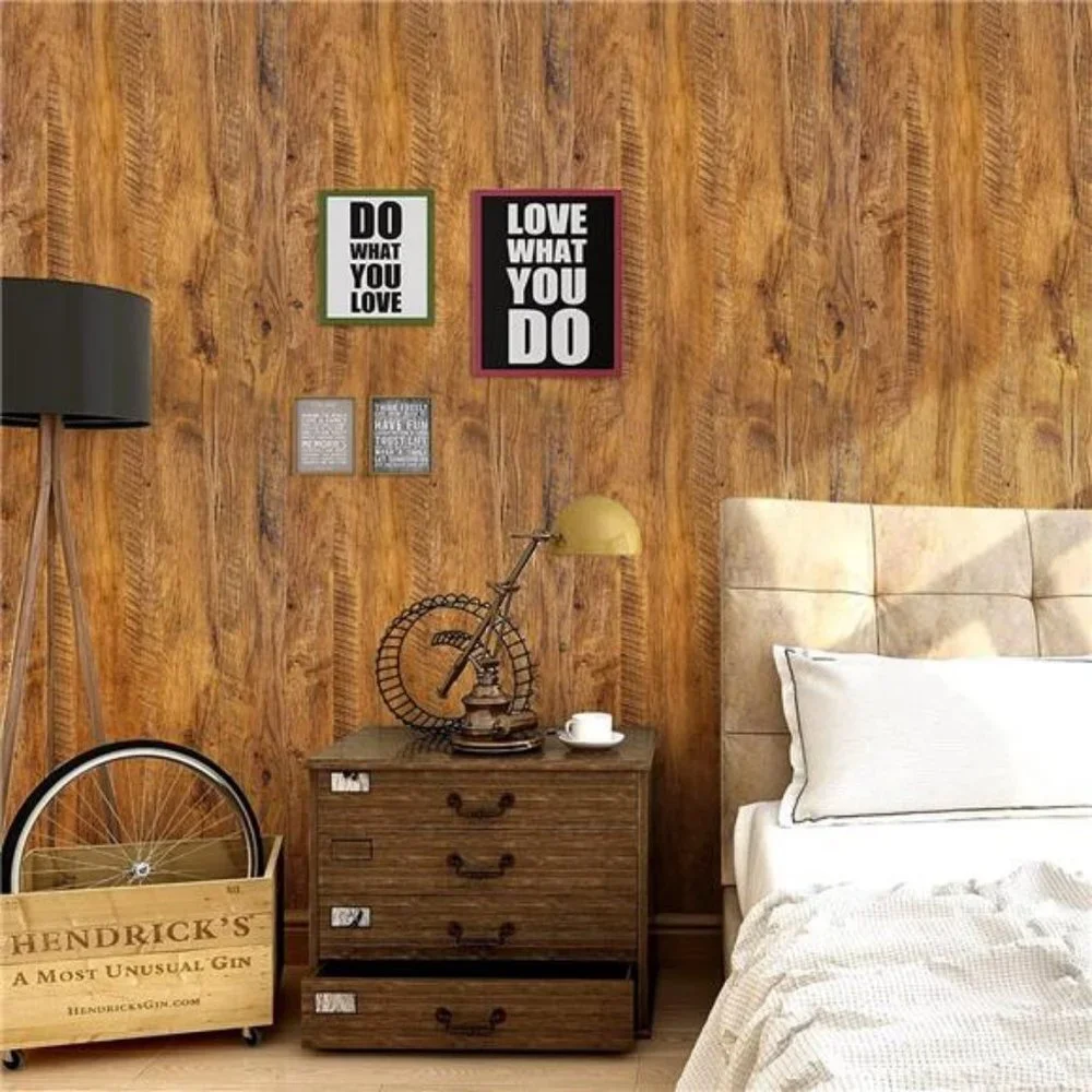 Wood Grain Wallpaper Peel and Stick Wallpaper 17.7inch x 118.1inch Rustic Brown